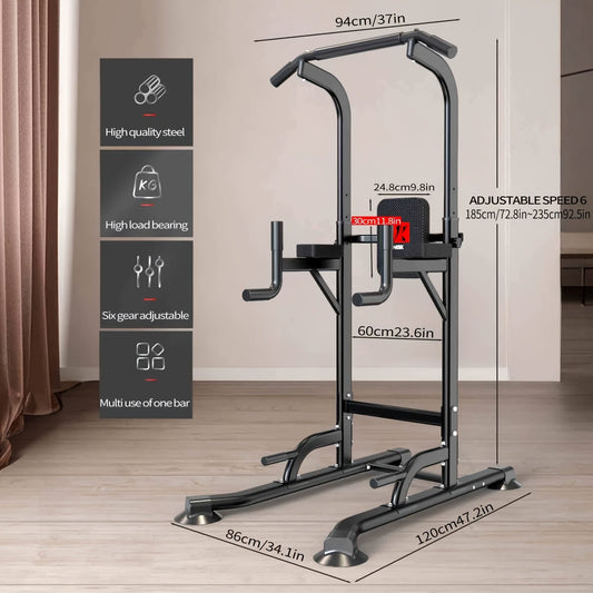 Power Tower Dip Station with Pull Up Bar – Adjustable Height Multi-Function Home Gym Strength Training Workout Station for Dips, Chin Ups, Push Ups, Leg Raises & Upper Body Exercise, 3 Models Available