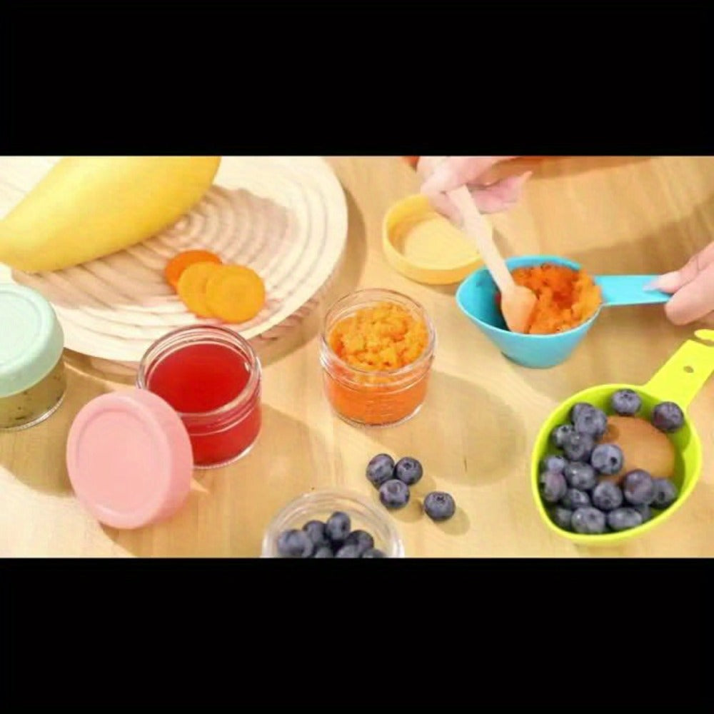 4 oz Mini Glass Storage Jar Set with Colorful Ribbed Screw Lids in Six- or Ten-Jar Pack Options