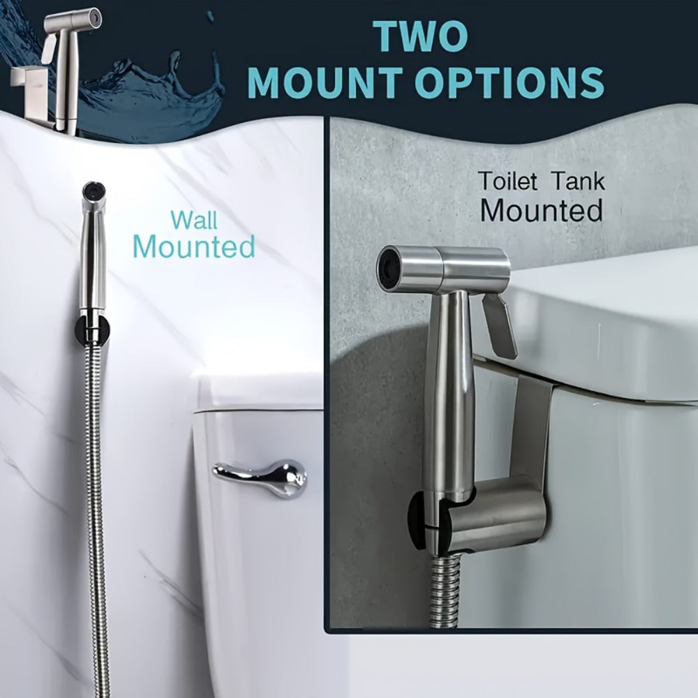 Wall-Mounted Handheld Bathroom Sprayer Set with Bracket, Flexible Hose and Teflon Tape for Home and Everyday Use