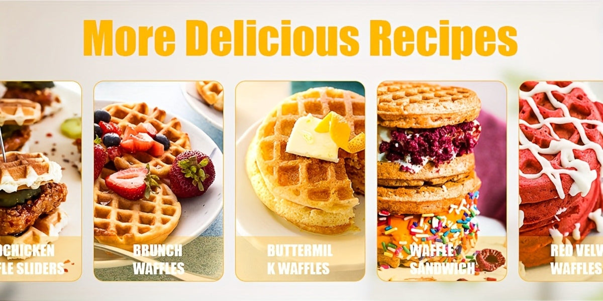 Mini Waffle Maker Machine Makes 8 Bite-Sized 2-Inch Waffles, Dual Non-Stick Aluminum Plates, Cool-Touch Handle