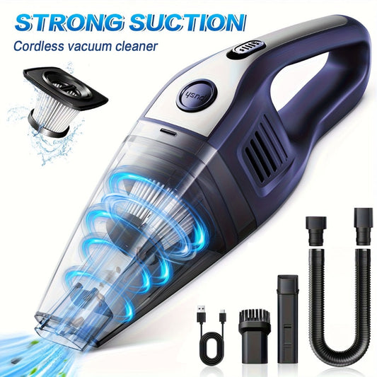 Handheld Cordless Vacuum Cleaner with Powerful Suction – Portable USB Rechargeable Mini Vacuum with Multiple Accessories for Car, Home, Office & Tight Spaces