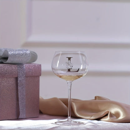 Initial Wine Glass Gift Set with 18 Checkout Letters, 14-Ounce Bowl, Presentation Box and Card