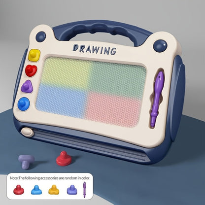 Portable Kids Magnetic Drawing Board with Four Shape Stamps, Tethered Stylus, Carry Handle and Slide Eraser