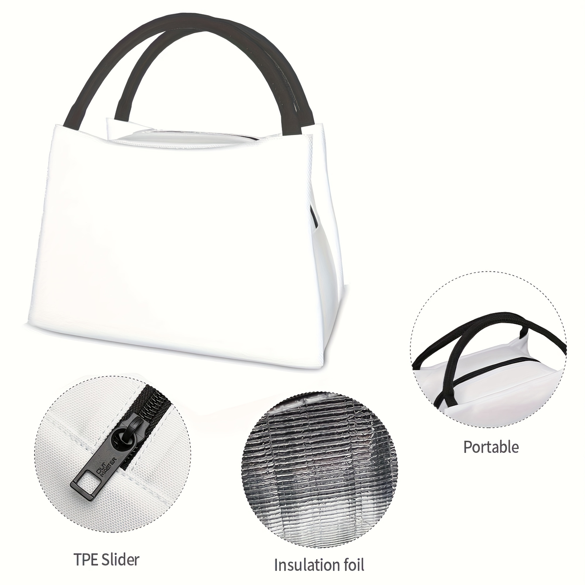 Camouflage Lunch Bag Tote, 11 x 6.5 x 7 Inches with Top Zipper, Dual Carry Handles and Tapered Profile