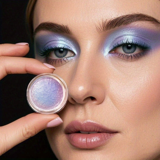 Holographic Glitter Eyeshadow Gel Jelly Shimmer Waterproof Long-Lasting Indigo Twilight Purple Blue Gradient Eye Makeup for Party Halloween Festival Cosplay Editorial