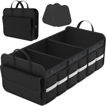 Car Trunk Organizer, 67L Foldable Multi-Compartment Bin with Carry Handles and Pink or Black Color Options