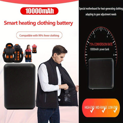 Power Bank 10000mAh 5V/3A with Dual USB Output, USB-C/Micro Input and LED Indicator for Heated Clothing