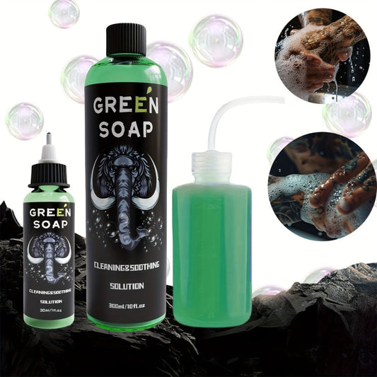 Tattoo Green Soap Kit Cleansing Solution with Squeeze Bottle – Green and Blue Tattoo Soap for Artists, Safe Color Foam Moisturizing Formula, Tattoo Supplies and Accessories Multiple Sizes