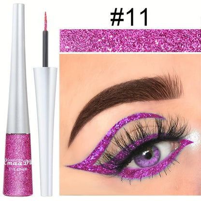 Glitter Liquid Eyeliner Set 16 Colors water-resistant Shimmer Metallic Eye Liner Pen Kit – extended-wear Smudge-Proof Sparkle Eye Makeup