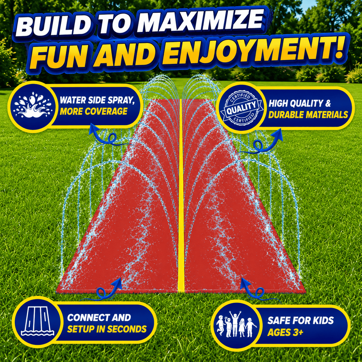 Kids Water Slide 18x5FT Backyard Slip and Slide, Dual Lane Zigzag with the Listed Color, Size or Set Options for Everyday Use