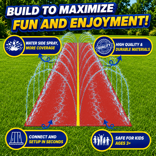 Kids Water Slide 18x5FT Backyard Slip and Slide – Dual Lane Zigzag Sprinkler, Heavy Duty PVC, Outdoor Summer Splash Toy for Boys & Girls Ages 3+ with 6 Stakes & Repair Kit Included