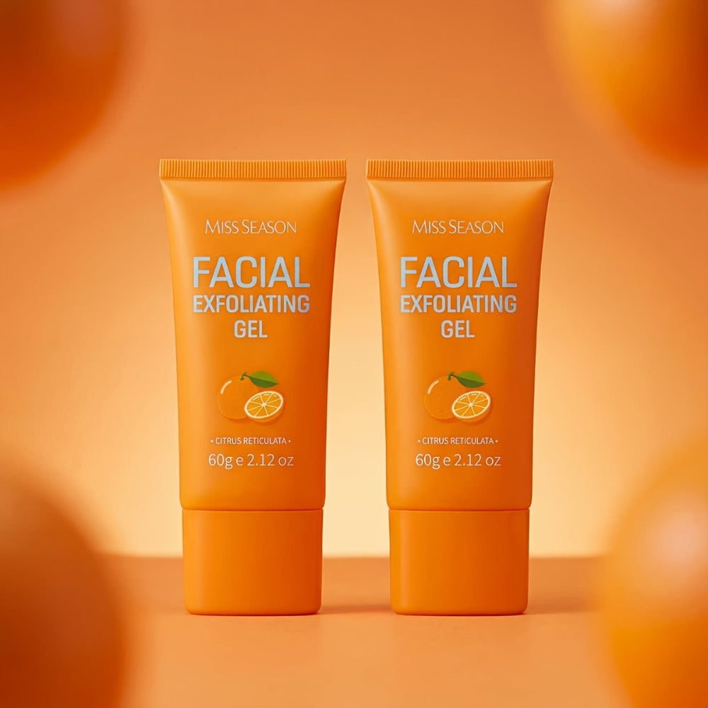 Facial Exfoliating Gel Two-Pack with Two 60g Orange Tubes, Flip-Top Caps and Face-or-Body Rinse-Off Format
