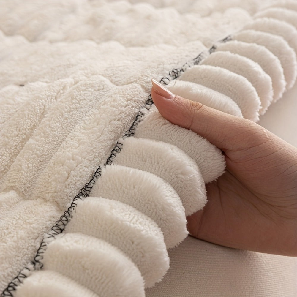 Wavy-Edge Plush Sofa Cushion Cover in Four Colors with Single-, Two-, Three- or Four-Seat Sizes