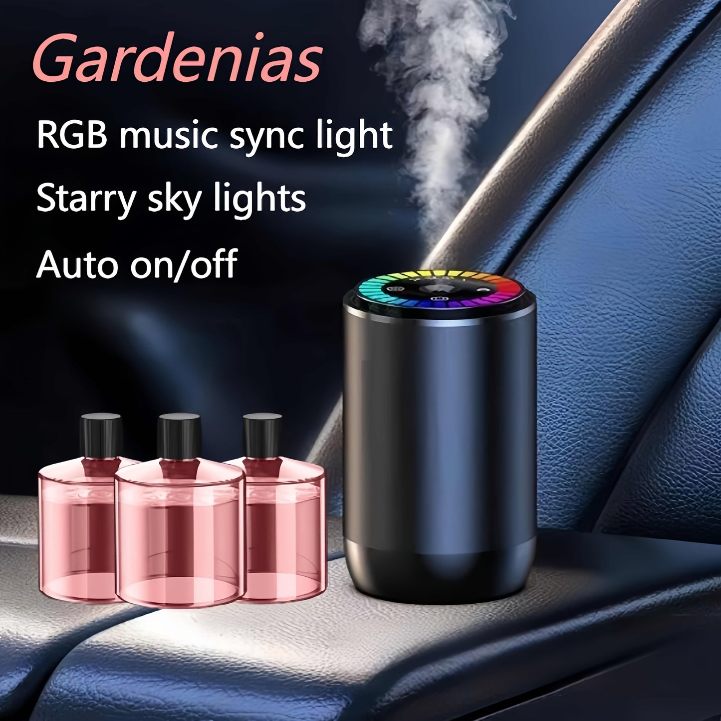 Car Air Freshener Starry-Light Rechargeable Diffuser with 11 One- and Three-Bottle Fragrance Bundle Options