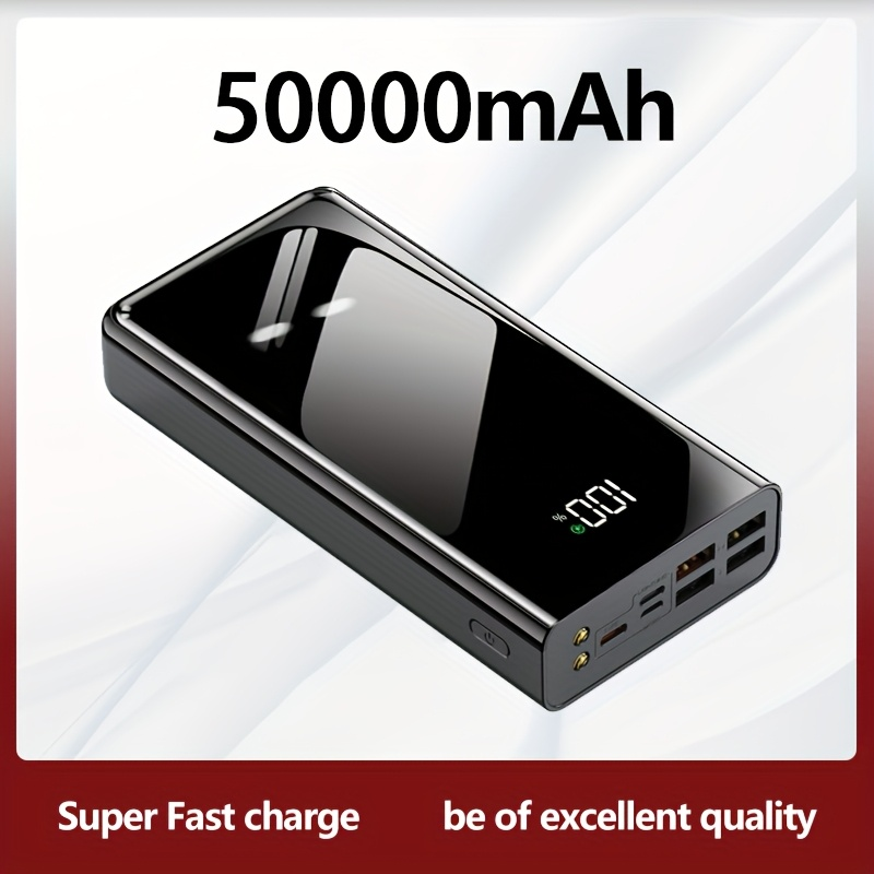 Portable Charger 50000mAh Large Capacity Power Bank LED Light Power Display Multi-Port USB-C Micro USB Fast Charge for Phones Electronics Outdoor Travel