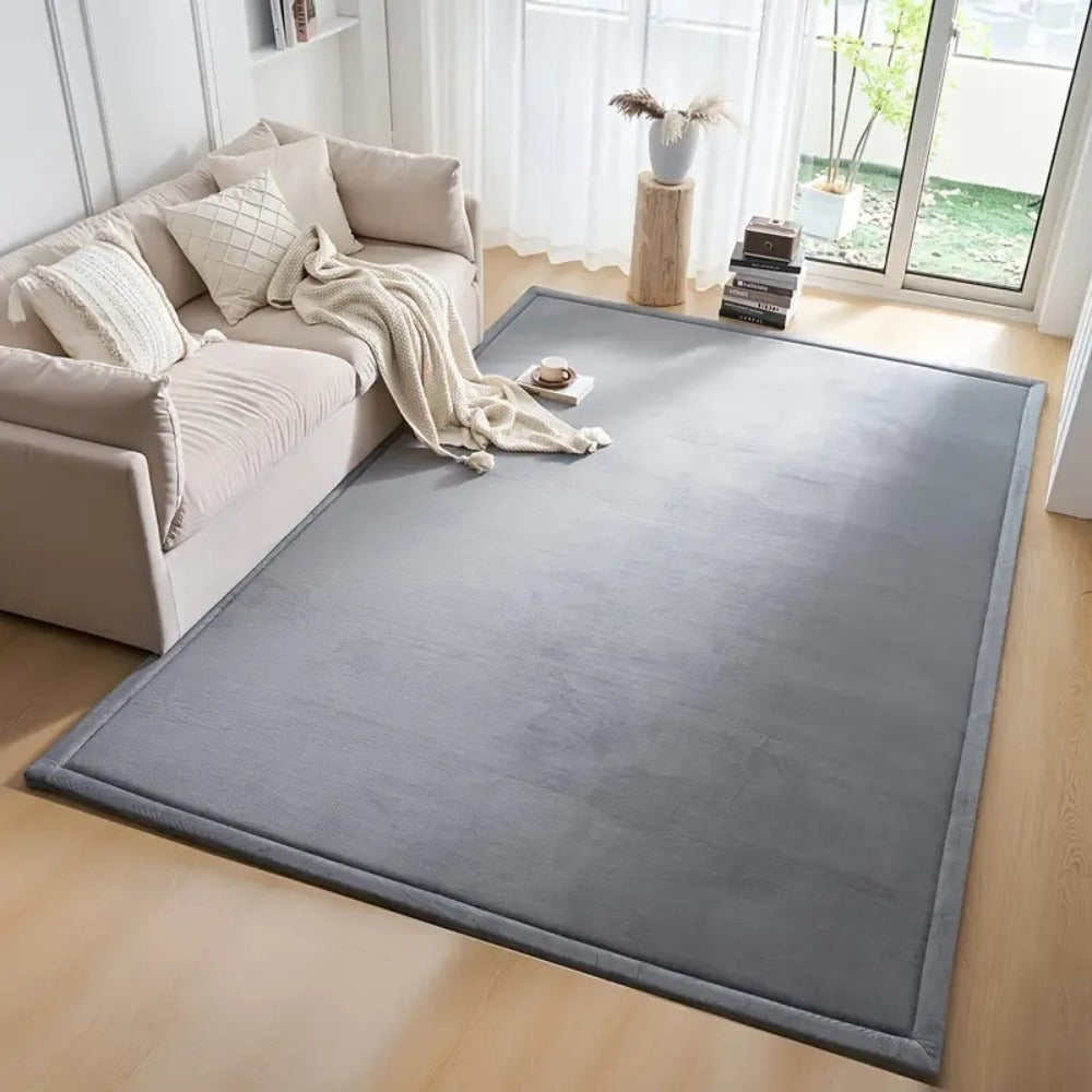 Padded Tatami-Style Area Rug in Six Solid Colors with 50-Inch Square to 79 x 118-Inch Sizes