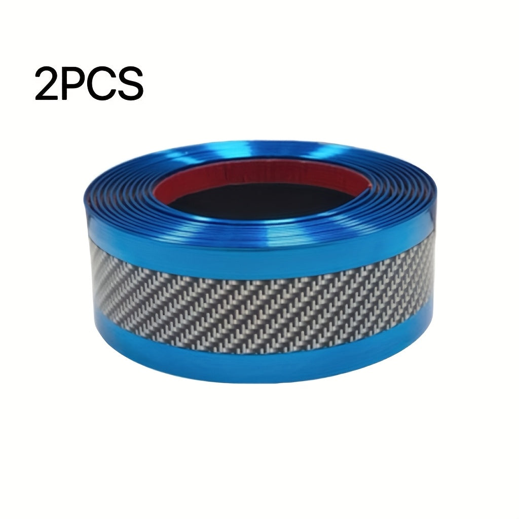 Car Door Guard Scratch Protector 2pcs Carbon Fiber Design - Anti-Scratch Strip for Rearview Mirror & Bumper, Universal Fit in Blue Red Gray