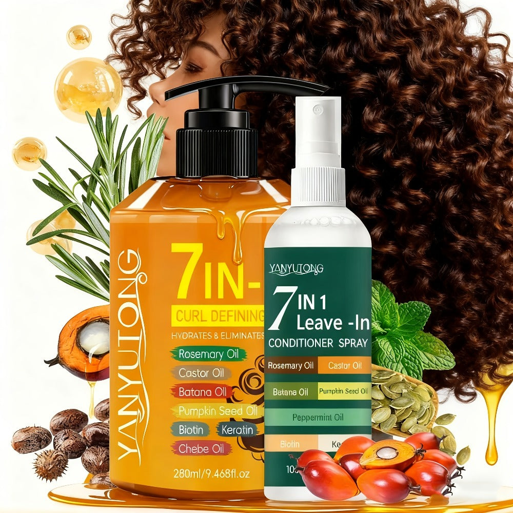Two-Piece Curl Styling Set with 280ml Pump Cream, 100ml Leave-In Spray and Six Named Formula Markers