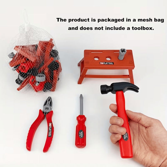 Kids Tool Set 38 Piece Pretend Play Construction Toy – Educational Simulation Toolbox Building Kit for Boys & Girls Ages 3+ Toddler STEM Gift for Birthday Christmas Holiday Red