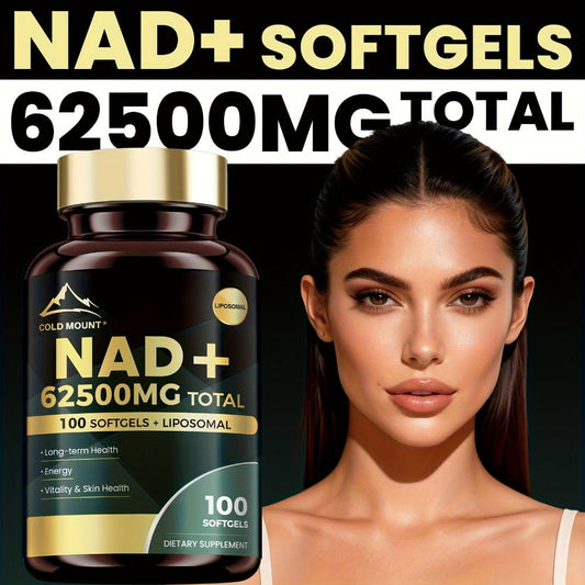 NAD+ Supplement 62500mg with Nicotinamide Riboside & Trans-Resveratrol — Healthy Aging, Brain Health, Memory & Focus Support | Sirtuin Activator | 100 Softgels 50-Day Supply | 1-3 Bottle Options