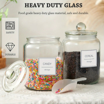 Half Gallon Glass Jars with Lids Airtight Set of 4 | Large Clear Storage Containers for Pantry, Kitchen & Laundry Room – Wide Mouth Food Organization Jars with Bamboo Lid Option