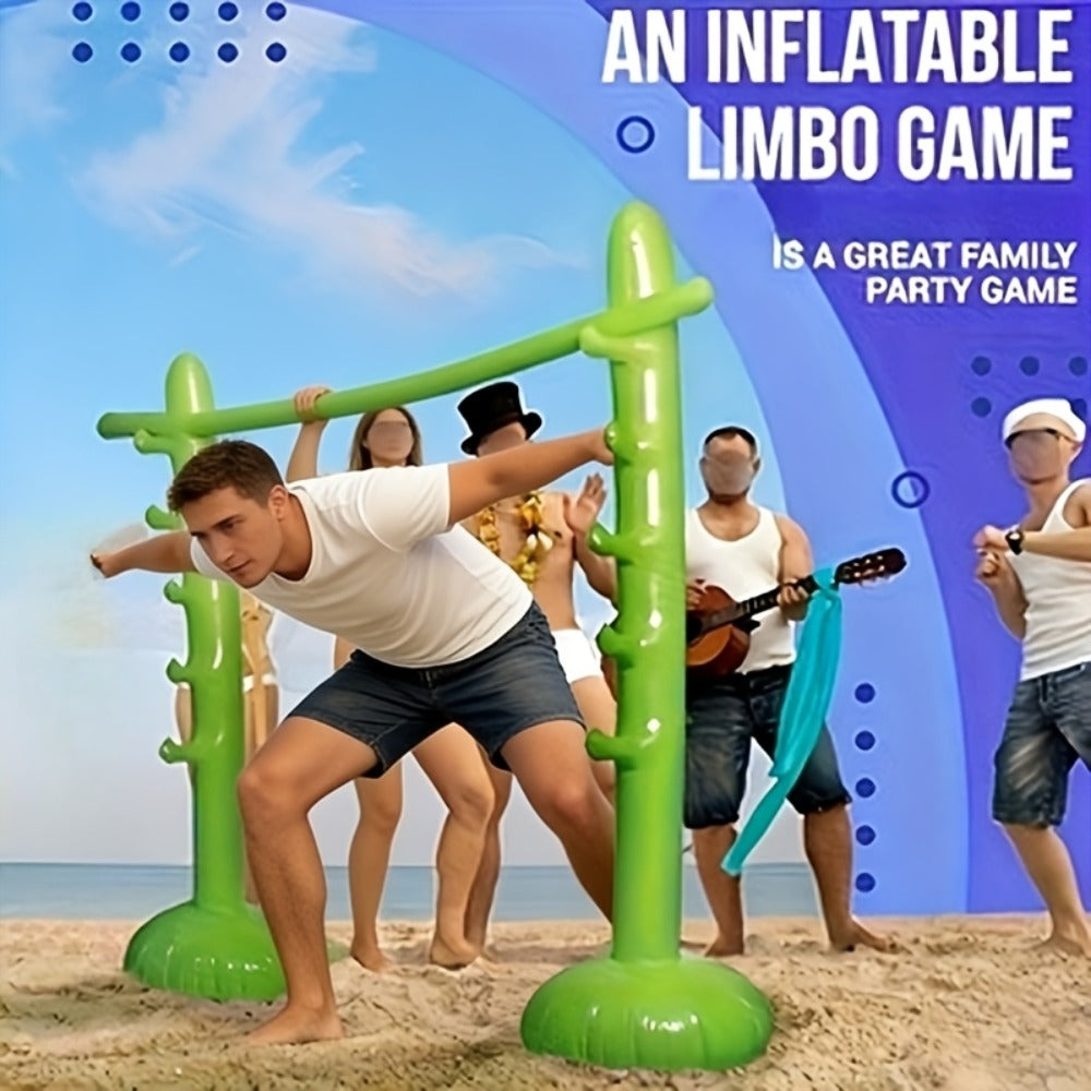 Green Inflatable Limbo Game with 148–150cm Bar Span and 130cm Uprights for Outdoor Parties