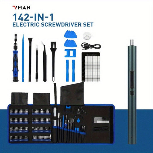 142-in-1 Electric Precision Screwdriver Tool Kit, Rechargeable Cordless Electric Screwdriver with 120 Bits & 22 Repair Tools, for iPhone MacBook PC Tablet PS4 Xbox Nintendo DIY Electronics Repair