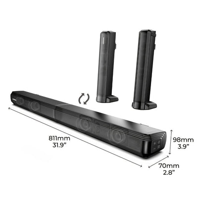 ULTIMEA 2.2ch Detachable TV Soundbar 100W Peak Power Bluetooth 5.3 Bass Adjustable 3 EQ Modes Optical ARC AUX Wall Mount Sound Bar for Smart TV Home Theater