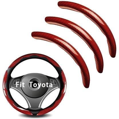 Steering Wheel Cover Carbon Fiber 3Pcs – Anti-Slip Scratch-Resistant Protector for Toyota RAV4, Camry, Corolla, Highlander, Tacoma, Tundra, 4Runner & Sequoia | Black & Red