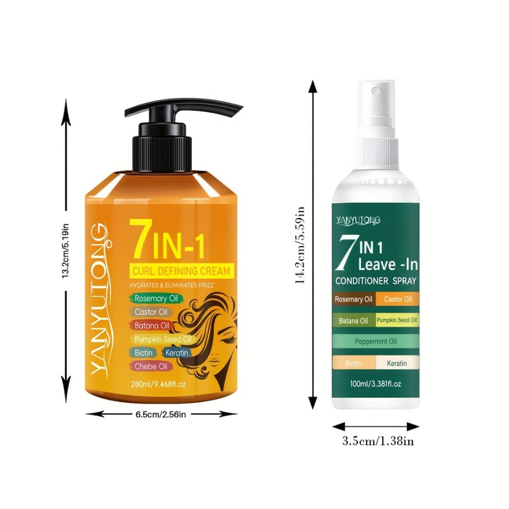 Two-Piece Curl Styling Set with 280ml Pump Cream, 100ml Leave-In Spray and Six Named Formula Markers