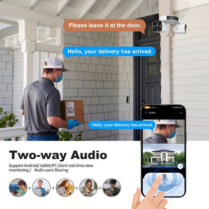 10x Zoom Dual Lens PTZ Outdoor Security Camera 5MP, 360° Pan Tilt, Siren Alarm, Two-Way Audio, Color Night Vision, 24H Wired Power, WiFi App Control – Home & Business Surveillance