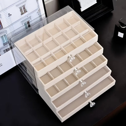 5-Tier Jewelry Box Organizer with Drawer Luxury Glam Storage