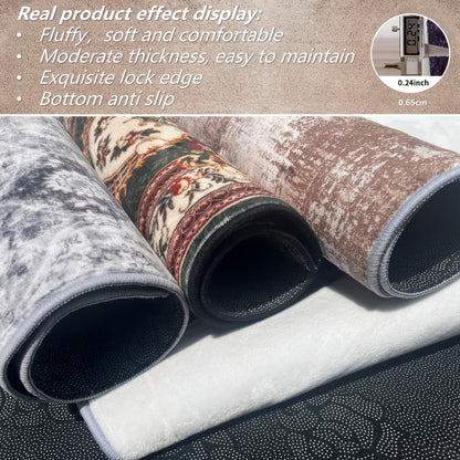 Large Area Rug for Living Room Bedroom – Soft Fluffy Persian Bohemian Style Floor Mat, Anti-Slip Backing, Machine Washable, Vintage Carpet for Modern & Traditional Decor, Multiple Sizes