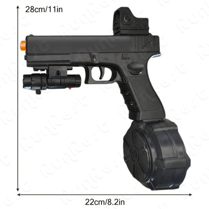 Black Electric Gel Blaster Set with Three Magazine Styles, Sight, Flashlight, Goggles and Charging Cable