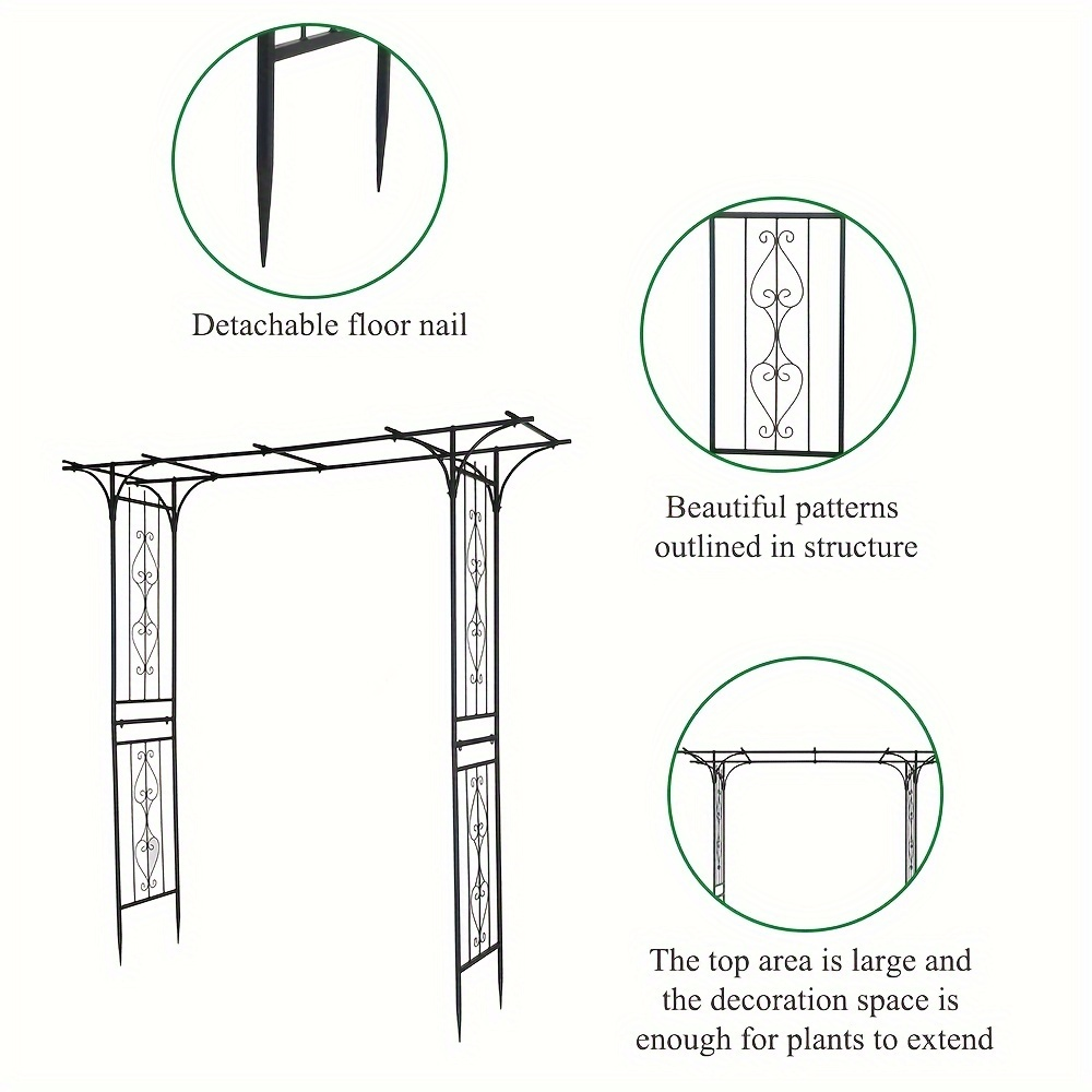 Flat Top Iron Garden Arch 16mm Tube Rustproof Climbing Rose Trellis