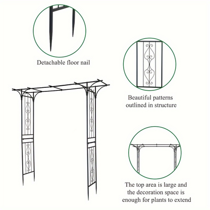 Flat Top Iron Garden Arch 16mm Tube Rustproof Climbing Rose Trellis