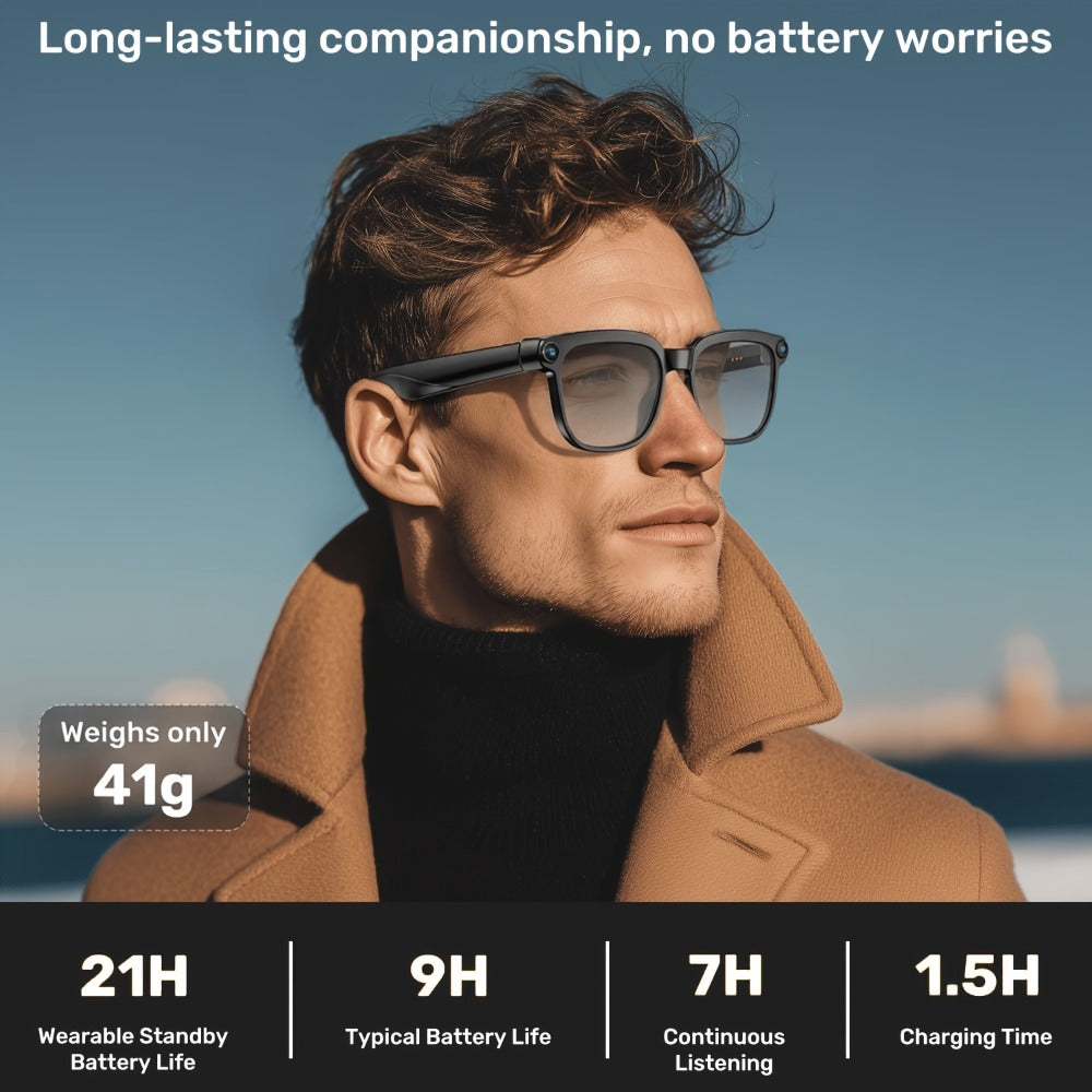 Smart Glasses 8MP Camera Eyewear with Photochromic Lenses, Translation, Object Recognition and Bluetooth Audio