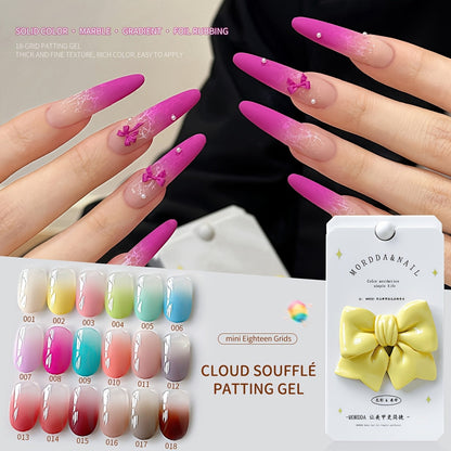 Gel Nail Polish Set 18 Colors Cloud Soufflé Patting Gel — High Saturation UV LED Soak-Off Autumn Winter Nail Art Kit for Women, Salon & Home DIY Manicure Professional Nail Enthusiasts
