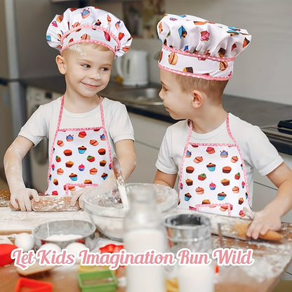 Kids Cooking & Baking Set 24 PCS – Chef Hat & Apron Dress-Up Costume with Baking Accessories for Girls Boys Ages 3-10 | Pretend Play Kitchen Toy | Best Birthday Christmas Gift
