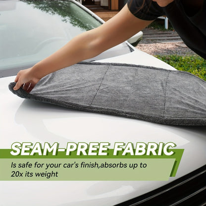 Microfiber Car Drying Towel 1300GSM – Edgeless Streak-Free Quick-Dry Detailing Towel, High Absorbency, XL Size 24x16" & 24x36" for Car Washing & Detailing