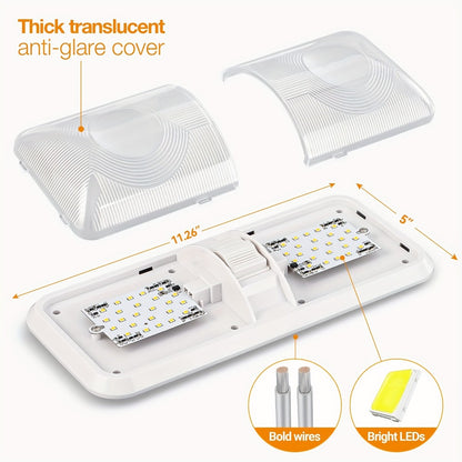 RV LED Interior Light 12V – 1000LM Dome Ceiling Light with Switch for Camper Trailer Boat Car, 8W Natural White (4 Pack)