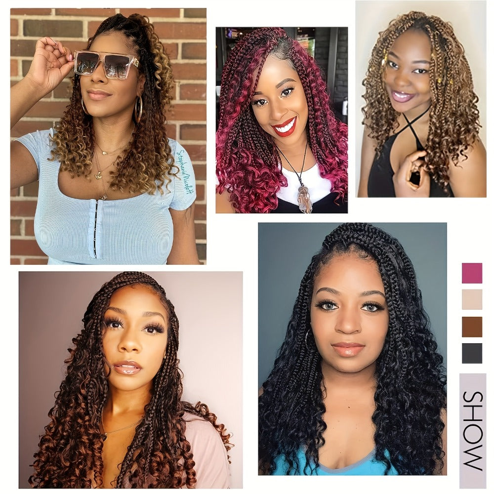 Sixteen-Inch Braided Wig with Full Lace Cap, Curly Ends and Four Black or Multicolor Checkout Options