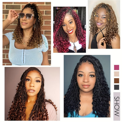 Sixteen-Inch Braided Wig with Full Lace Cap, Curly Ends and Four Black or Multicolor Checkout Options