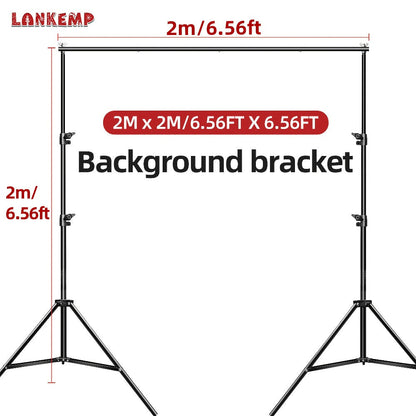 LANKEMP 6.6-Foot Square Photography Backdrop Stand Kit with Two Tripods, Four Crossbars, Clips and Carry Bag