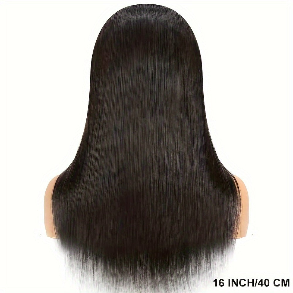 Straight Human Hair Wig with 4x4 Lace Closure, Center Part and Black 16–36 Inch Length Options