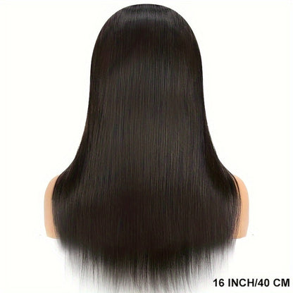 Straight Human Hair Wig with 4x4 Lace Closure, Center Part and Black 16–36 Inch Length Options