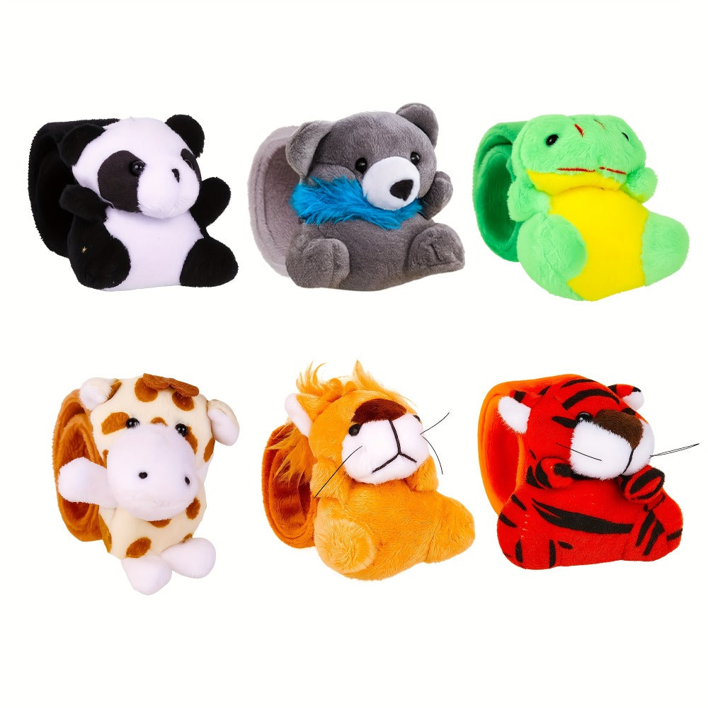Plush Animal Slap Bracelet Assortments in 6-, 10-, 15- or 30-Piece Checkout Packs for Party Favors