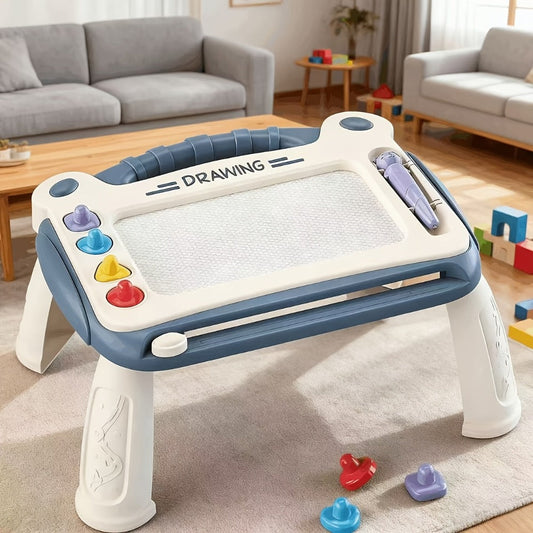 Kids Drawing Board Toy 3-in-1 with Stamps Brush Stand – Magnetic Doodle Art Set for Toddlers Boys Girls Ages 3+ Birthday Easter Christmas Gift STEM Creative Play