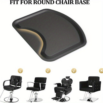 Salon Floor Mat with Round Chair Cutout, Raised Edge and Wide Black Standing Surface for Barber Stations