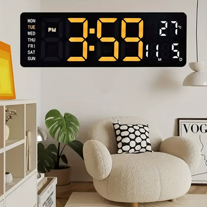 Digital Wall Clock with 16 Inch LED Color Display and Smart Auto-Dimming 10-Level Brightness